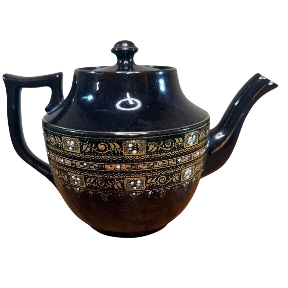 Vintage Gibson‎ Burke England Porcelain Teapot With Gold tone